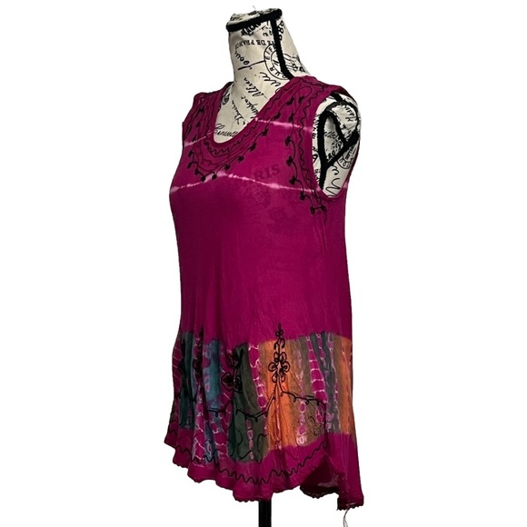 Ocean Breeze Knit One Size Tunic Top Women’s Pink Sheer O/s Beach Boho Hippie - Picture 2 of 11